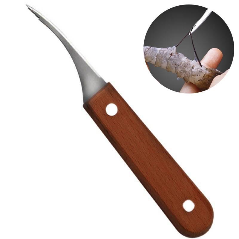Stainless Steel Shrimp Peeling Tools Seafood Quick Sheller Shrimp Line Remover Shrimp Shell Peeler Kitchen Tools wood