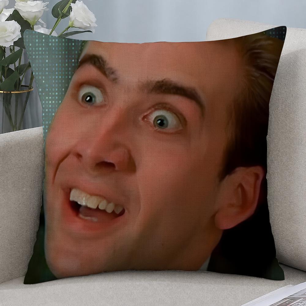 Actor Nicolas Cage Cushion Cover Cushion Covers Natural Linen Breathable Sofa Bedroom Decor Pillowcase