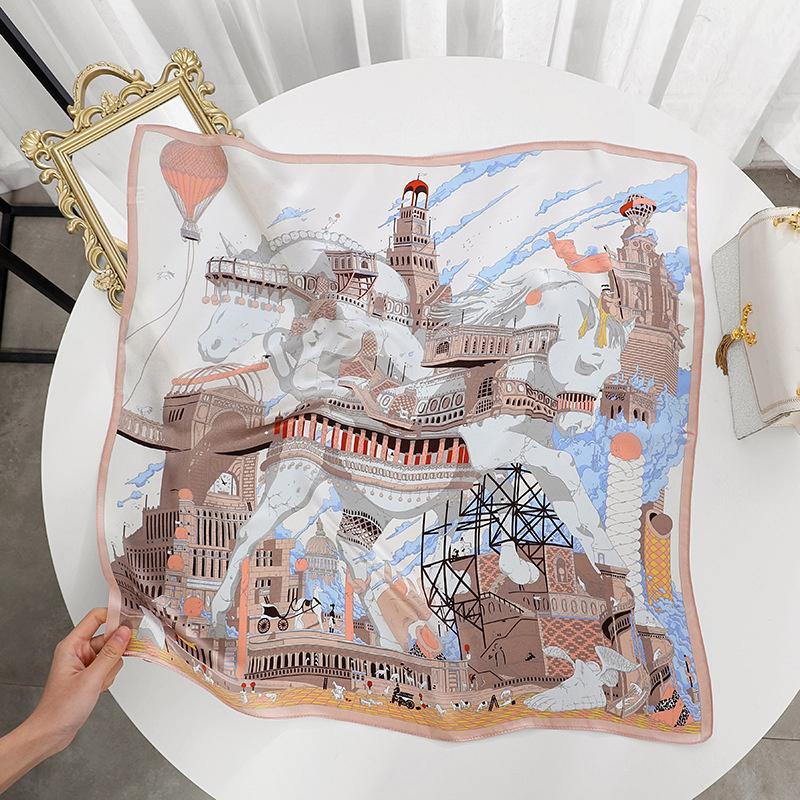 68*68cm 100% Mulberry Silk Scarf Luxury Printed Square Shawl Elegant Lightweight Soft Summer Fashion Accessory Women