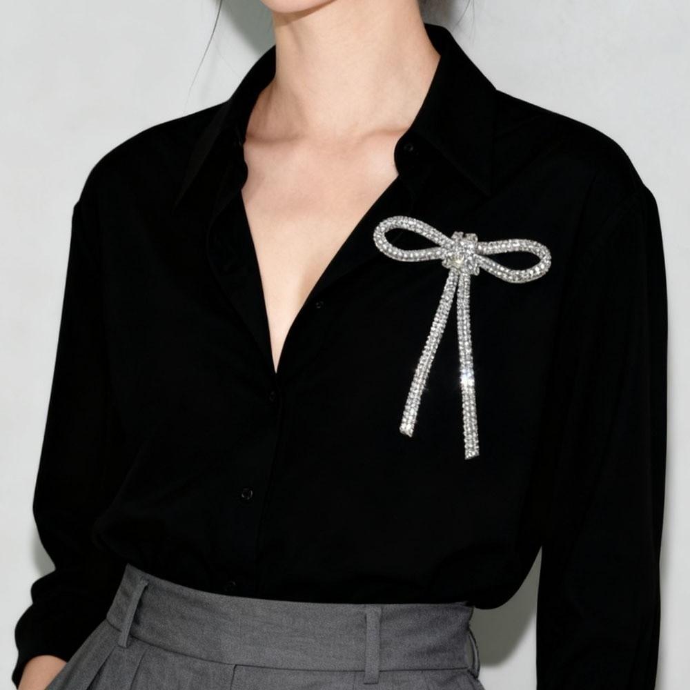 Sparkly Crystal Rhinestone Bow Brooches Sparkling Diamond Brooch Suit Chest Flower