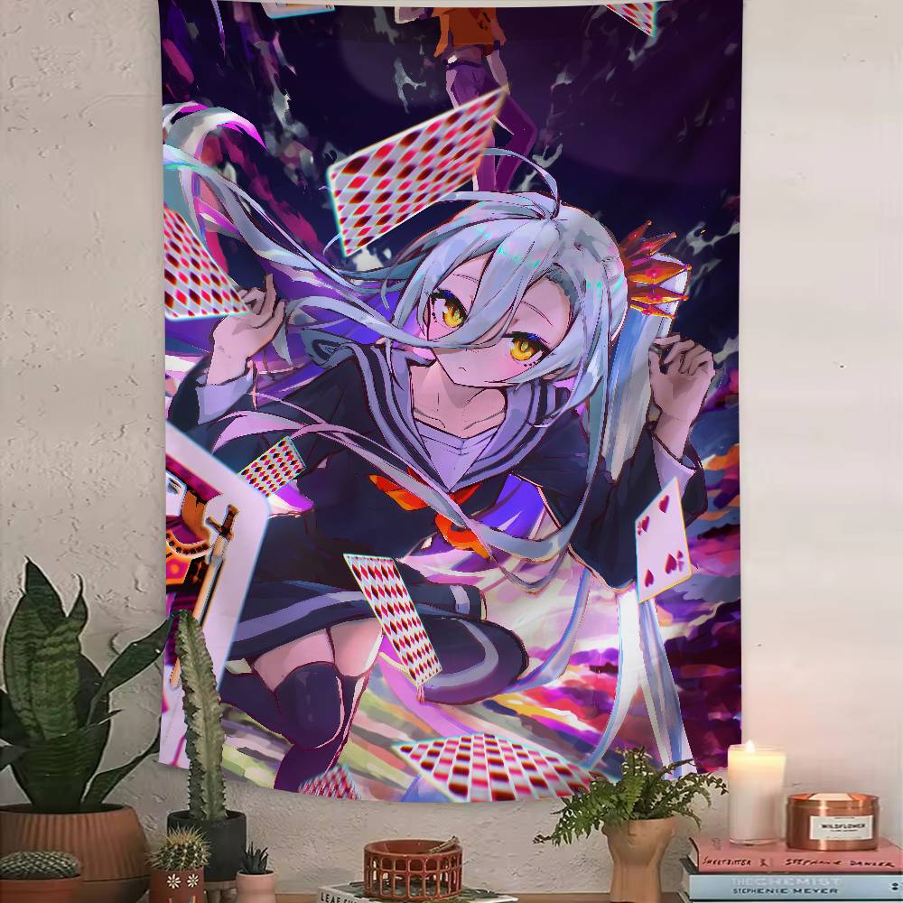 Anime No Game No Life Tapestry Bohemian Tarot Hippie Wall Hanging Dorm Kawaii Shiro Girl LARGE Wall Art for Bedroom Living Room