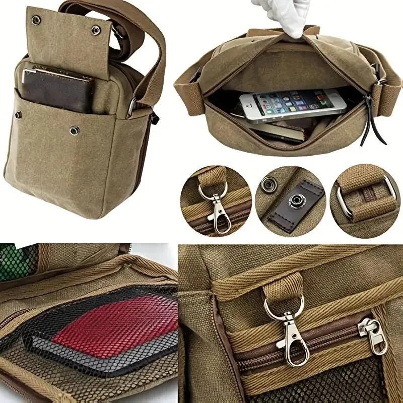 Men's Square Zipper Crossbody Bag - All-Match Travel Storage Casual Fashion Shoulder Bag