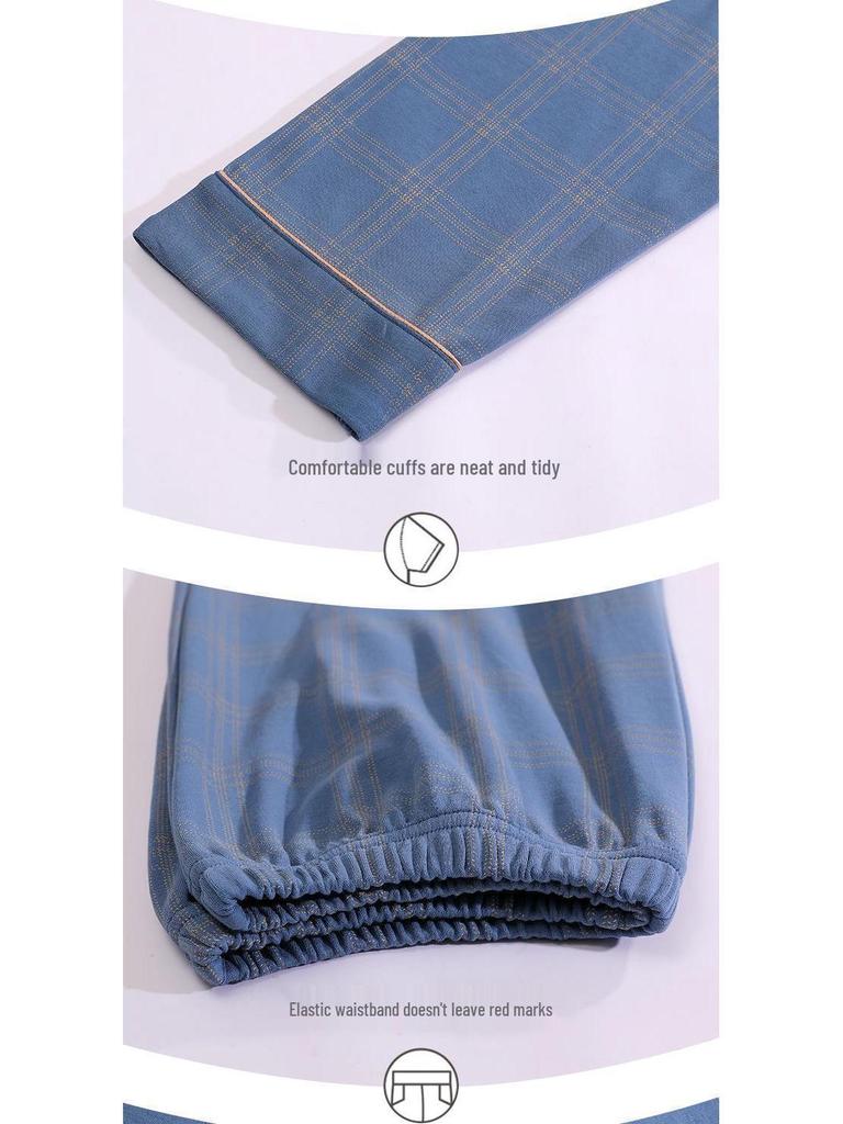 Męski wiosenno-jesienny zestaw piżamy z długim rękawem: Kardigan i spodnie, luźny plus size, odzież codzienna do domu lub na zewnątrz