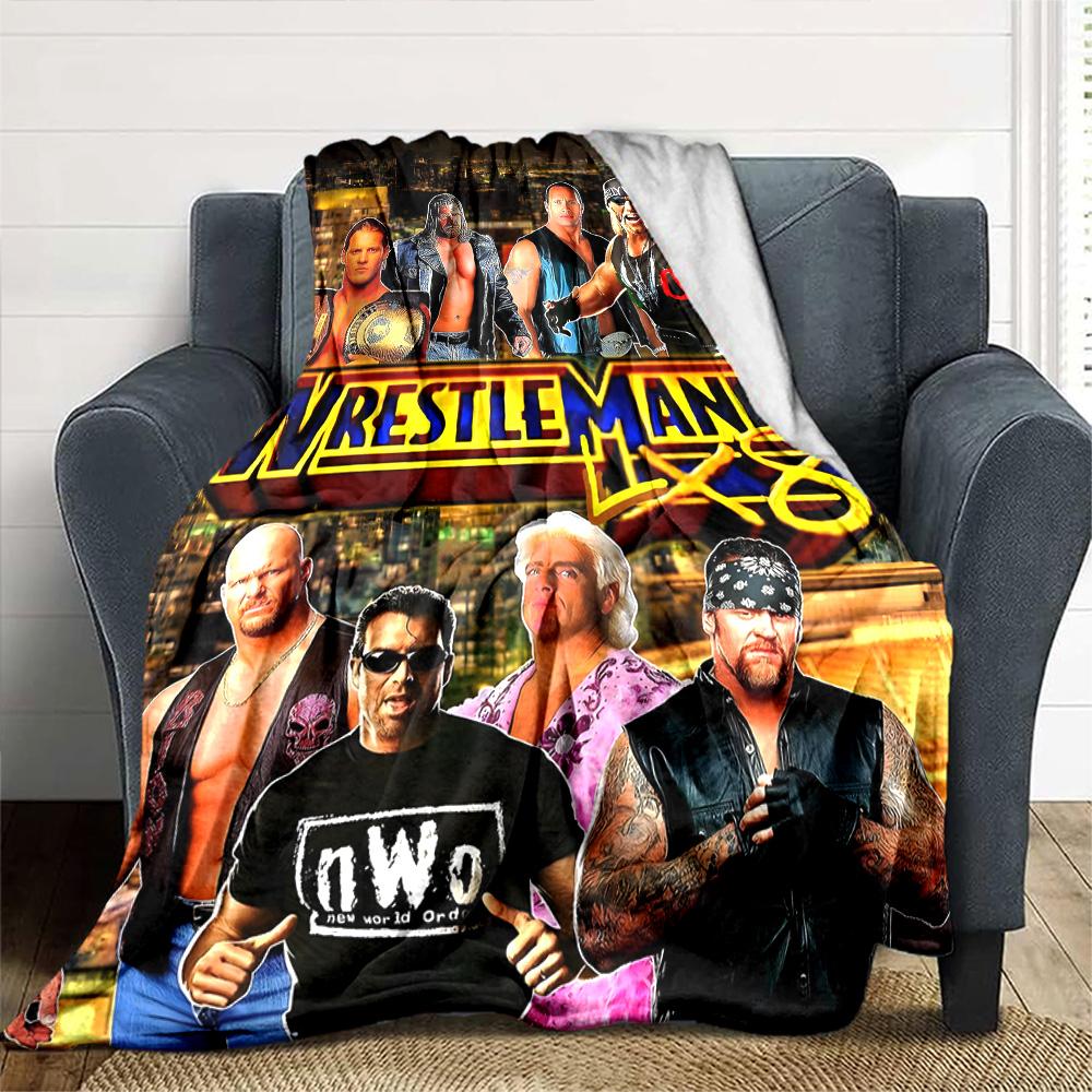Wrestlemania Blanket Soft Warm Cozy Great for Seaside Sofa Bedding Four Seasons Multipurpose Stylish Decor Ideal Gift for Friends Family Couples Picni