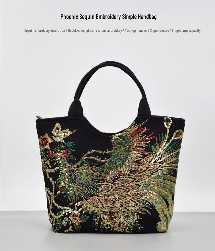 Yunnan Ethnic Sequin Embroidered Canvas Tote Bag