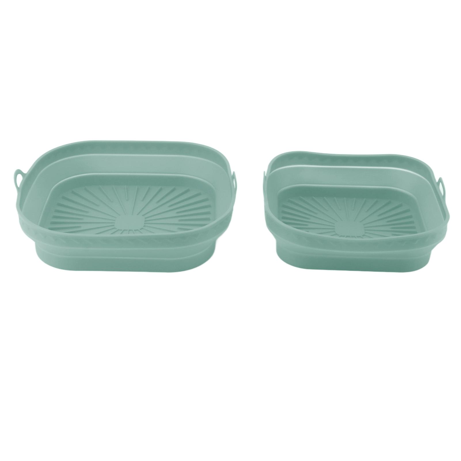 

2 шт. многоразовая силиконовая подставка для фритюрницы складная квадратная силиконовая сковорода для выпечки тортов хлеба Green