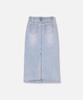 Np Studio Slit Washed Long Denim Skirt Light Blue