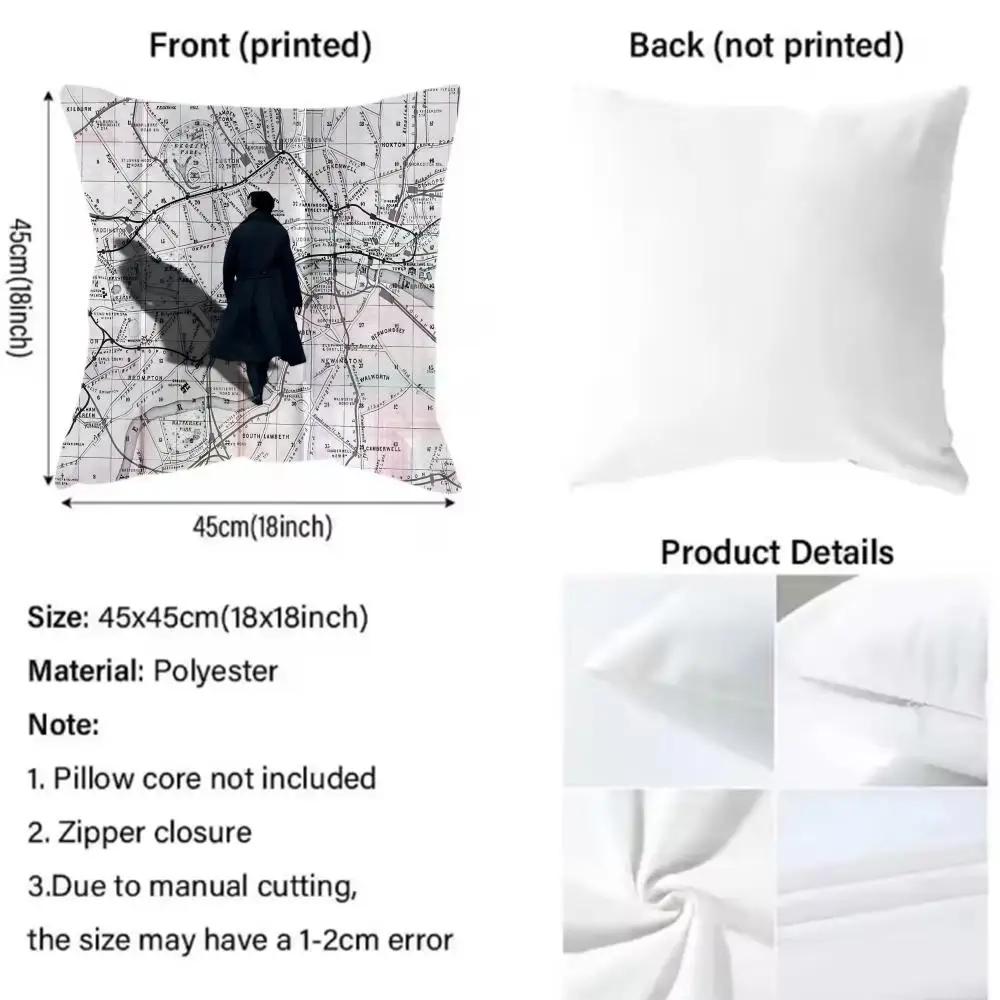 TV S-Sherlock H-Holmes Classic Cushion Cover Pattern Printed Pillowcase for Living Room Sofa Cushion Cover & Bedroom Decor
