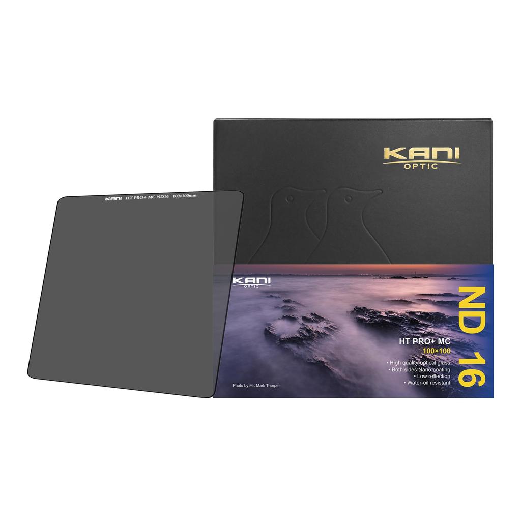 KANI 100mm Wide Square Filter ND Filter HT MC ND16 4 Stops of Light Reduction Color Cast Low Water Oil Stain Nano 801609 PRO+ 100x100mm, Effect,