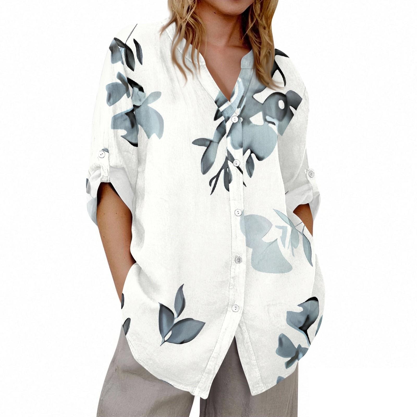 

Women s V-neck 3/4 Sleeve Printed Cardigan XXL белый