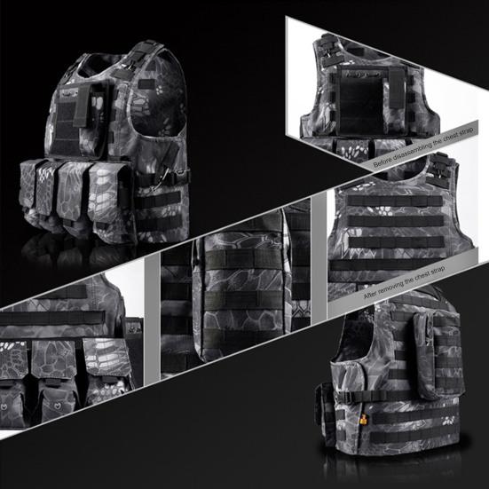 Dětská taktická vesta s více kapsami, nastavitelná plátěná vesta, venkovní bojová vesta pro chlapce a dívky, pro hraní rolí, lov, tréninkové vybavení