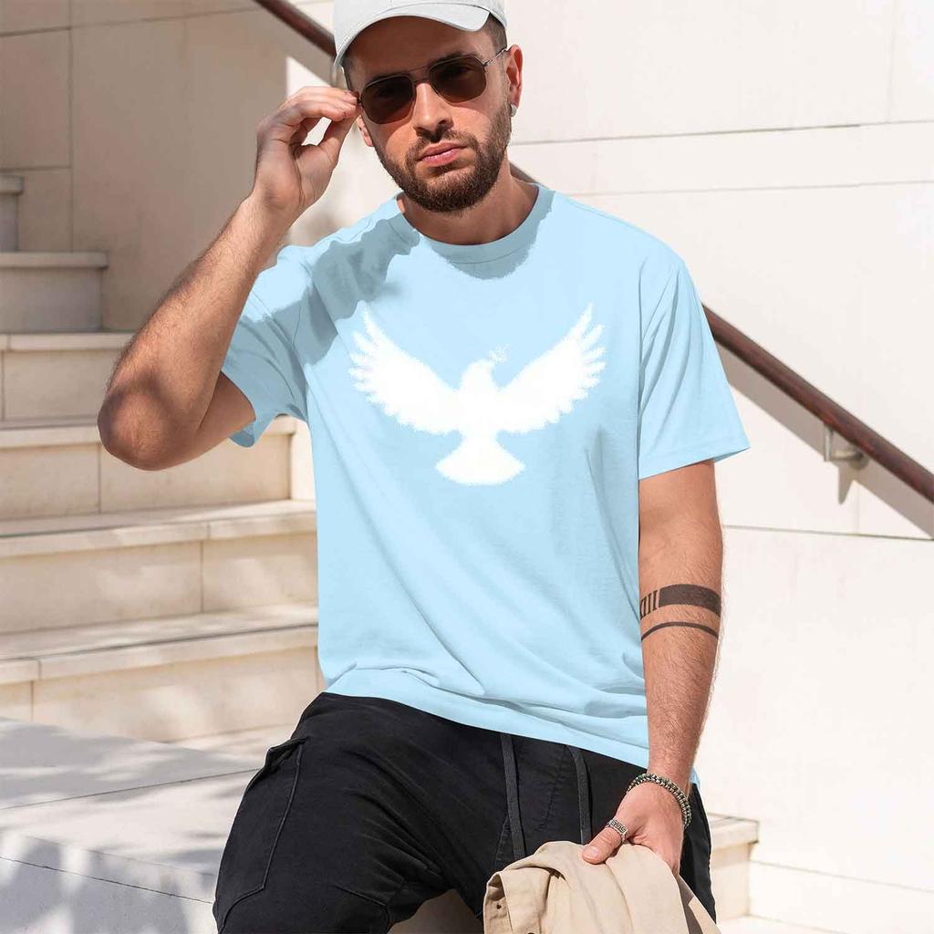 2026 New Model Unisexs Summer 100 Cotton Fashion Sports And Leisure Loose Ve And Peace Pattern Printed Round Neck Short Sleeve T