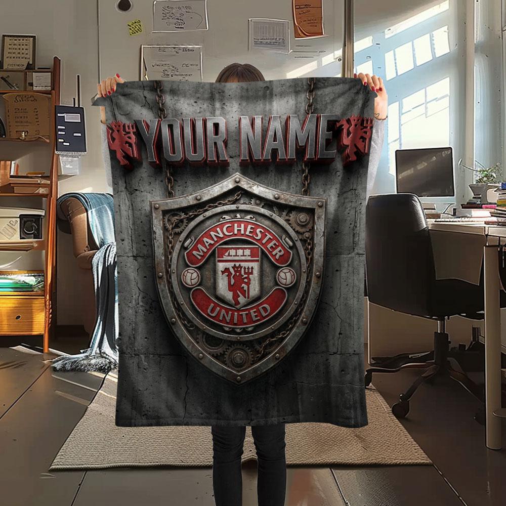 Custom Name,Manchester Red Devils Printed Flannel Blanket, Soft Throw for Bedroom Sofa, Washable,fan Merchandise, Great Gift.chl
