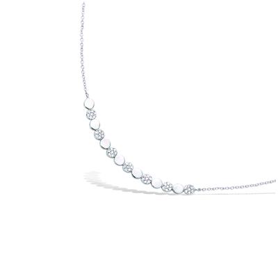 [Q4037] - Silver Necklace 'Sissi' Silver White (rhodium Plated) - 50x3 Mm