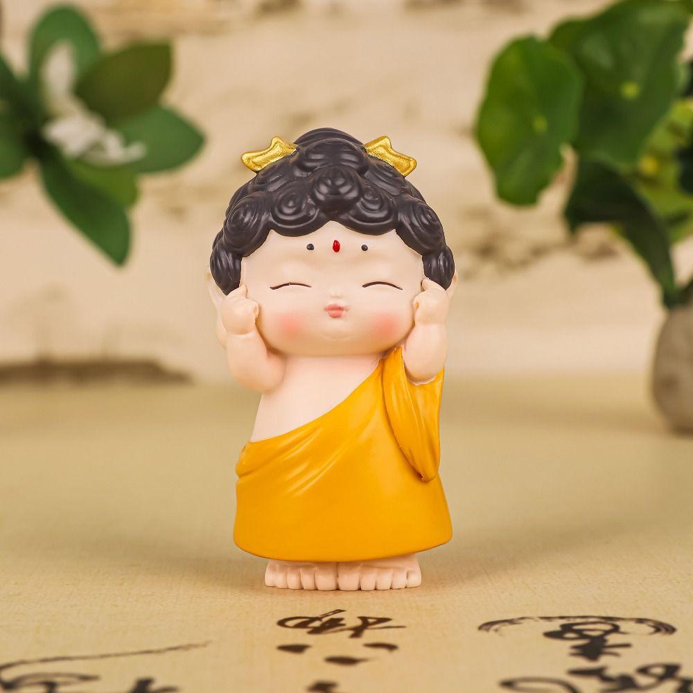 Cute Mini Buddha Guanyin Statues Resin Craft Delicate Cartoon Buddha Figures DIY Chinese Style Buddha Ornaments Office Bookshelf