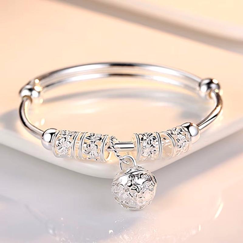 Beautiful and Fashionable Silver-plated Bell Bracelet Women European American Trendy Versatile Rotating Bead Bracelet Accessory