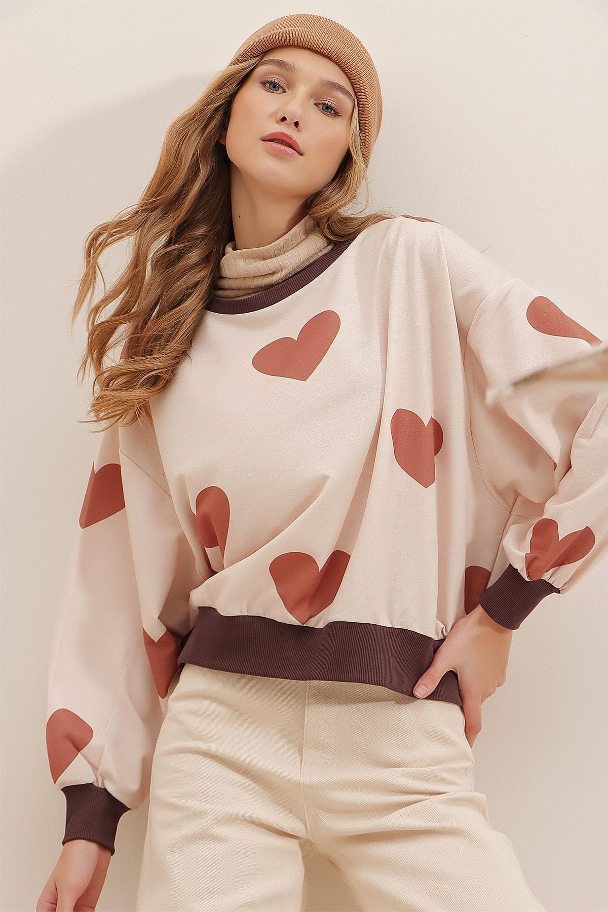 

Женская толстовка с цифровым принтом карамельного цвета MDA-1045..