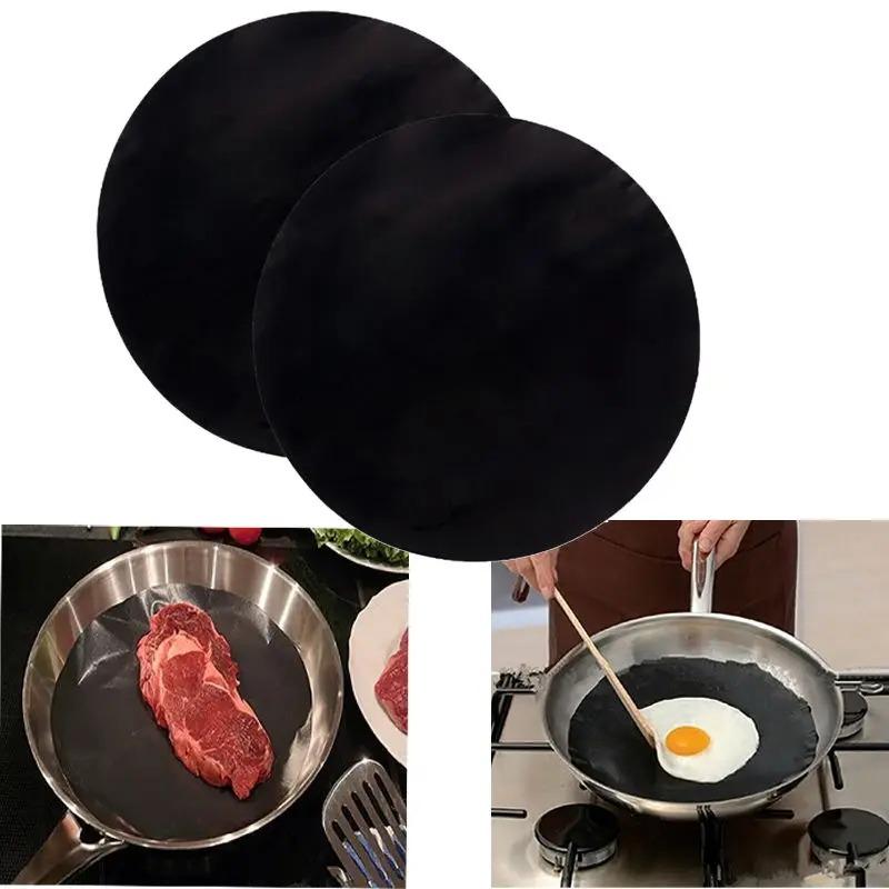 1/2/5Pcs Non-stick Heat Resistant BBQ Grill Mat Reusable Round Pan Pad Mat Barbecue Grill Doormat Dia 24cm Kitchen BBQ Cooking Tools