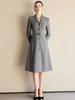 Women's High-End Grey A-Line Suit Dress - Spring Formal, Professional, Waist-Slimming, Elegant
