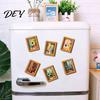 Reusable Picture Frame Set for Cabinets Cute Cat Magnetic Fridge Magnet, Vintage Wooden Frame, Fun Decorative Frames Office Whiteboards Scene