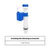 Adjustable Anti-Siphon Toilet Fill Valve with Low Noise Pressure Shut-Off and Multiple Thread Options