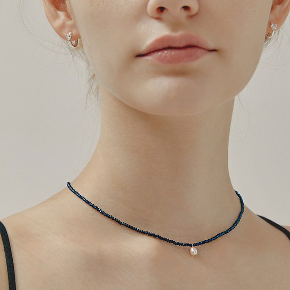 [Hei] Crystal Bead Pearl Necklace