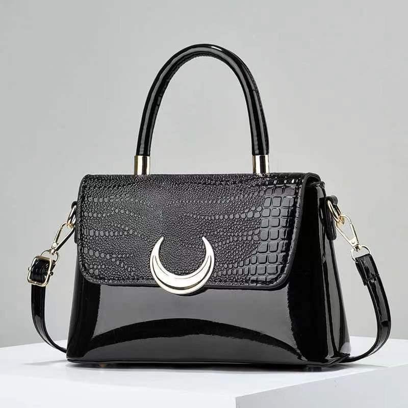 Стильный Клатч Высокого Класса Moon Lock Для Женщин Шикарный Квадратный Дизайн С Цепочкой-Плечевым Ремнем чёрный