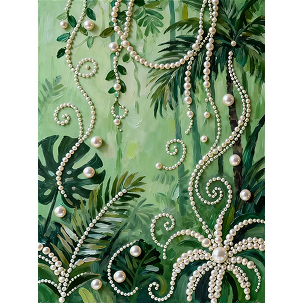 

Crystal Pearl Painting 5D DIY Frame Decoration Painting Plants Home Wall Decoration Transparent Pearl Gemstone Painting Picture Art Crafts 35x45cm