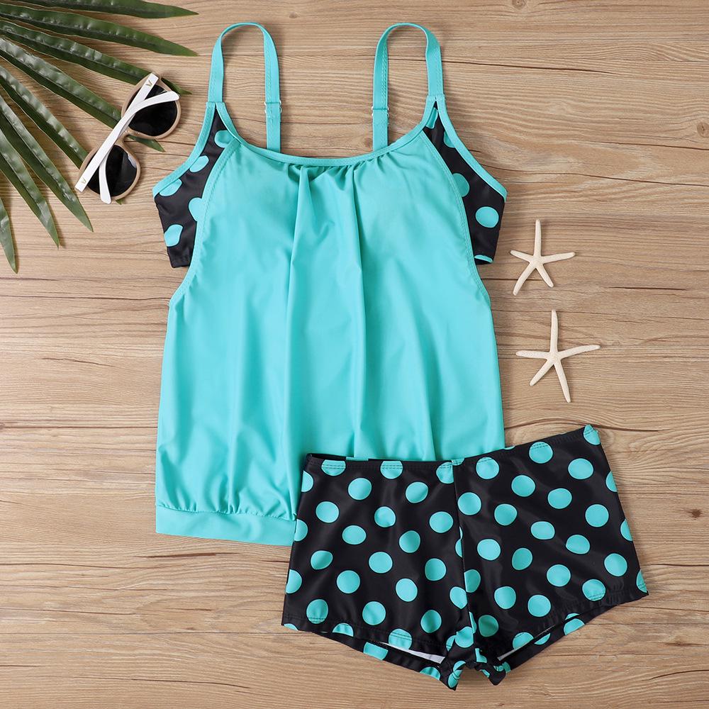 2025 Plus Size Polka Dot Tankini: European and American Women's Two-Piece Swimsuit