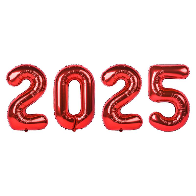 Digital Balloon 2025 Aluminum Film Set New Year'S Decoration Arrangement 16 Inches 32 Inches 40 Inches Digital Combination Independent Packaging