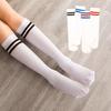 Children's Mid-calf Dance Socks, Thin Velvet Girls' Over-the-knee White Three-stripe Student Socks