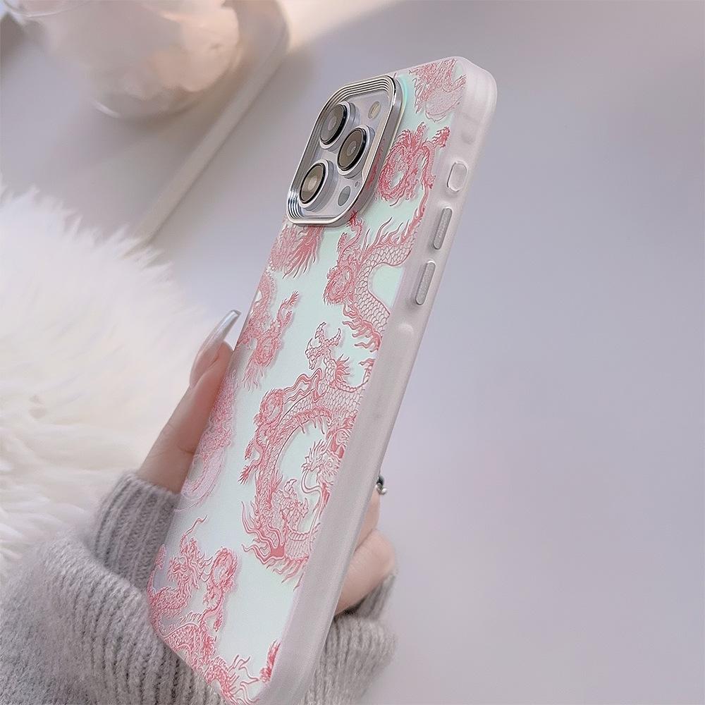 Fantasy Pink Dragon IPhone 15 Suitable for 16Pro Max Mobile Phone Case 14 Apple 13 National Trend Electroplating 11 Hard Shell 12