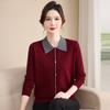 New Fashion Sweater Doll Collar Thin Mom Top Middle-aged Ladies Spring and Autumn Long Sleeve Knitting