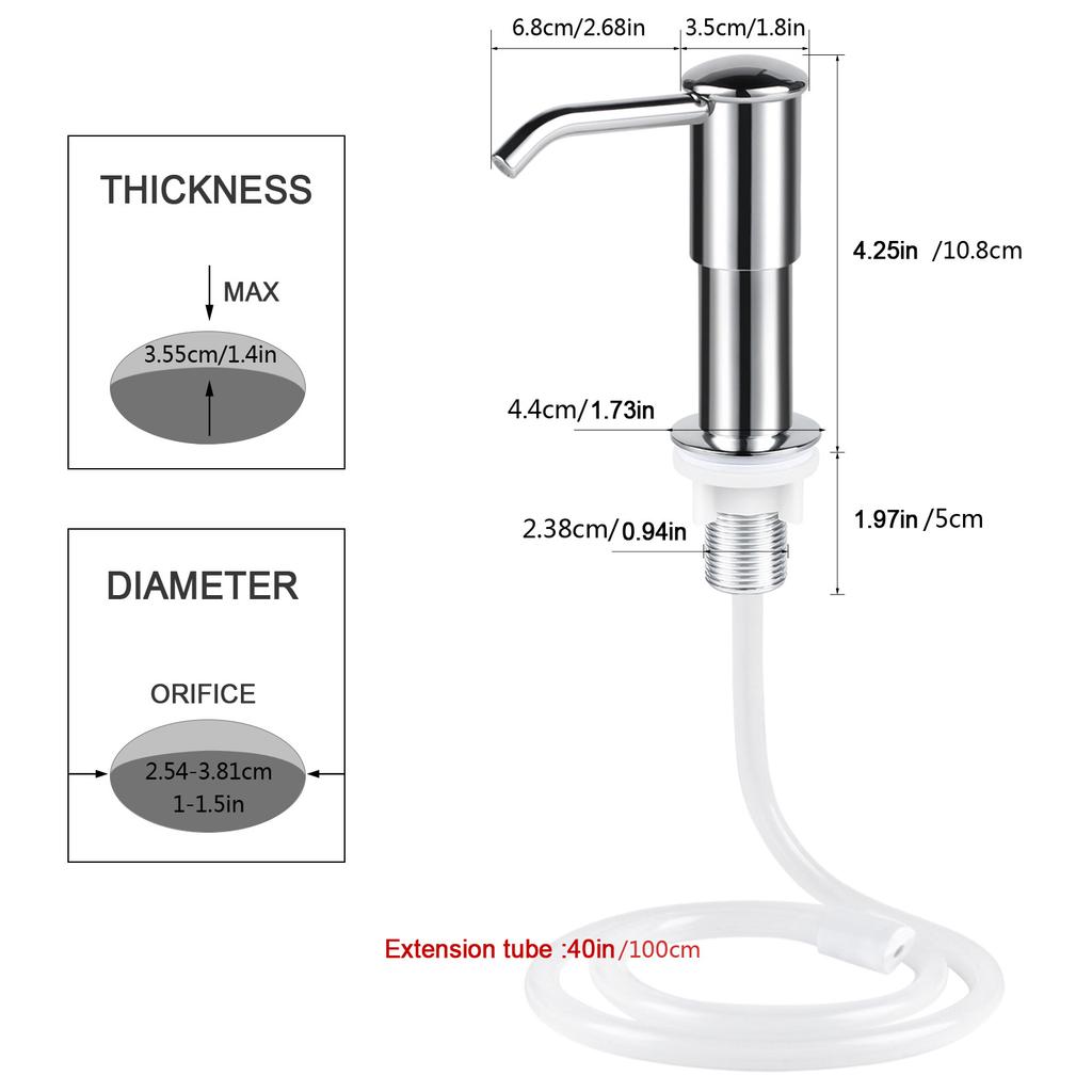 Soap Dispenser for Kitchen Sink Kichen Sink Soap DispenserExtension Tube Kit Under Sink Soap Dispenser Pump No Need More Ref