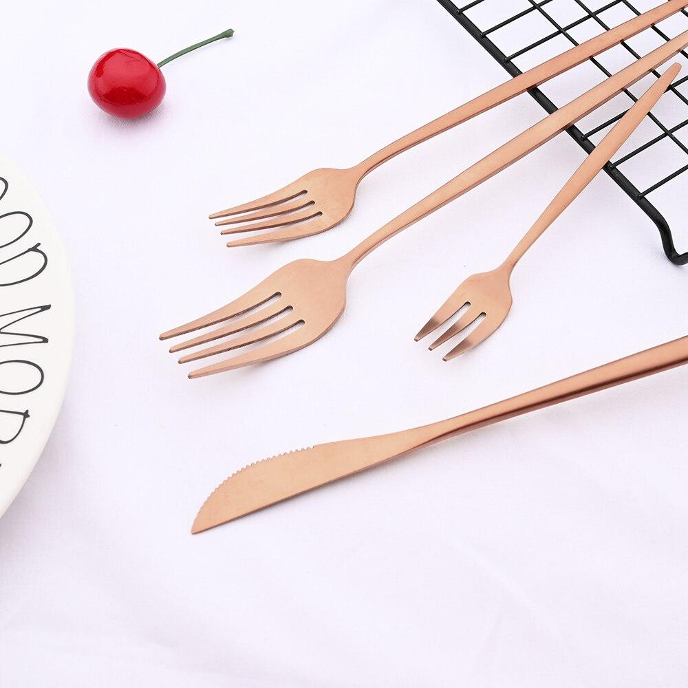 1pcs Rose Gold Matte Flatware Cutlery Set Sainless Steel Home Dinnerware Party Fork Spoon Dessert Knife Kitchen Dinner Tableware Set