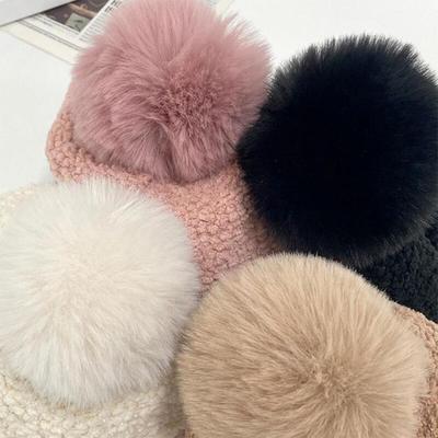 Women's Winter Golf Wangbangul Fur Ball Cap Poggle Hat