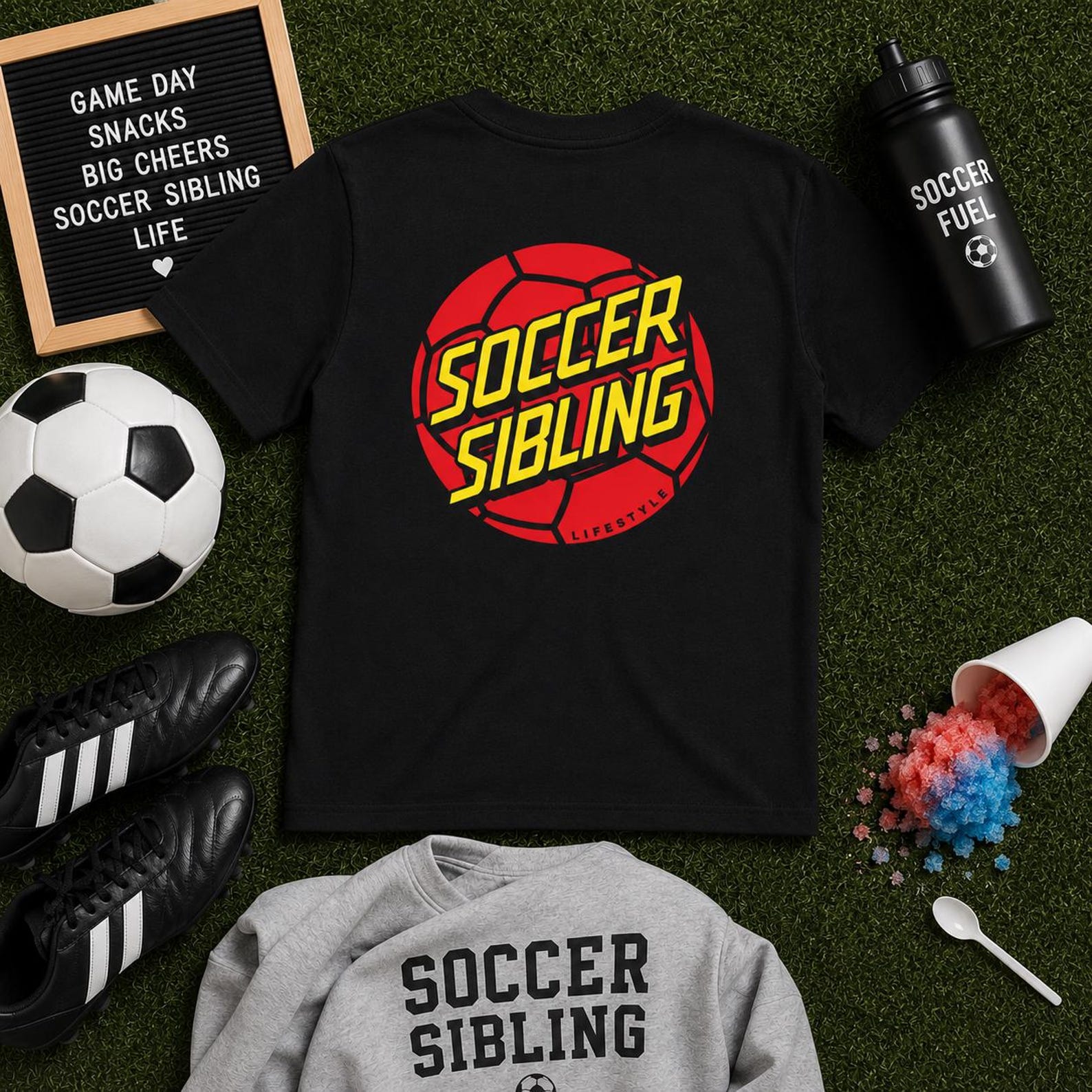 Soccer Sibling Youth Tee | Red Soccer Ball Graphic L