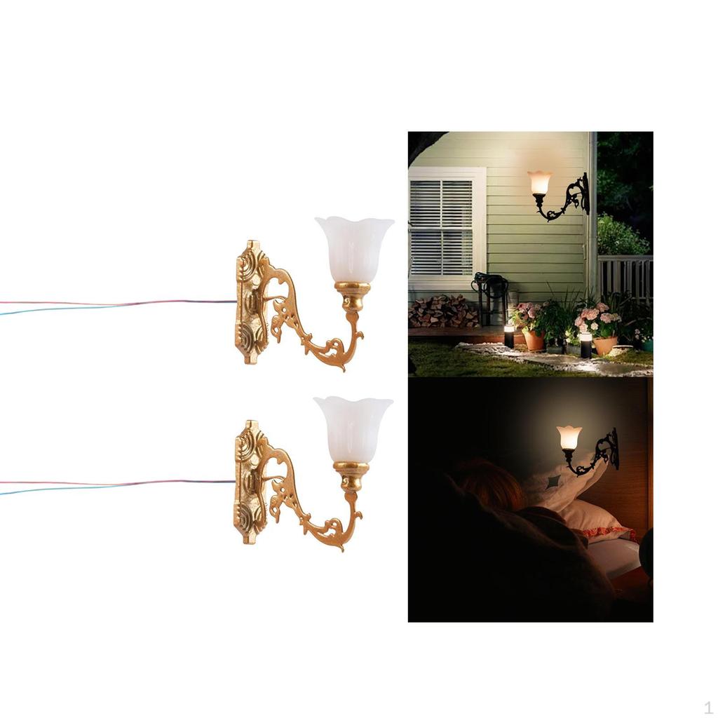 2 Pieces Miniature Street Lights Hanging Lamp Ornament Toy Accessory 1:12 Vintage Wall Models