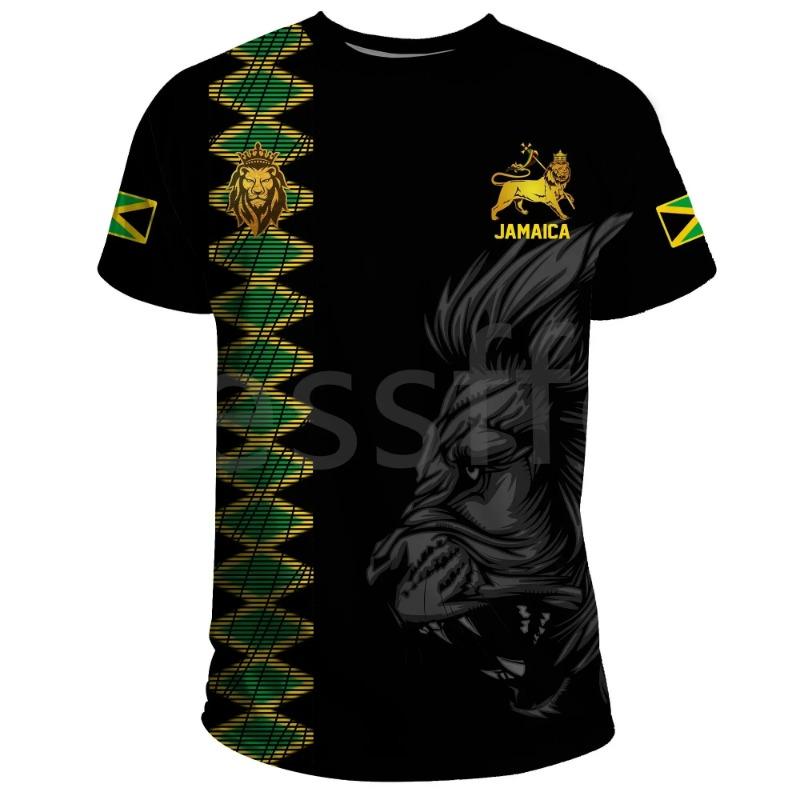 Tessffel Jamaica Lion Emblem Zomer Nieuwe Mode 3D Print Tops Tee T-shirt Mannen Vrouwen Korte Mouw T-shirt Streetwear Stijl-4
