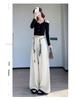 Women's 2026 Spring/Summer High-Waisted Wide-Leg Suit Pants with Woven Belt