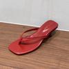 Fashion SUOJIALUN 2025 Summer New Brand Women Slipper Fashion Narrow Band Slip On Flip Flop Shoes Square Med Heel Dress Slides Shoes