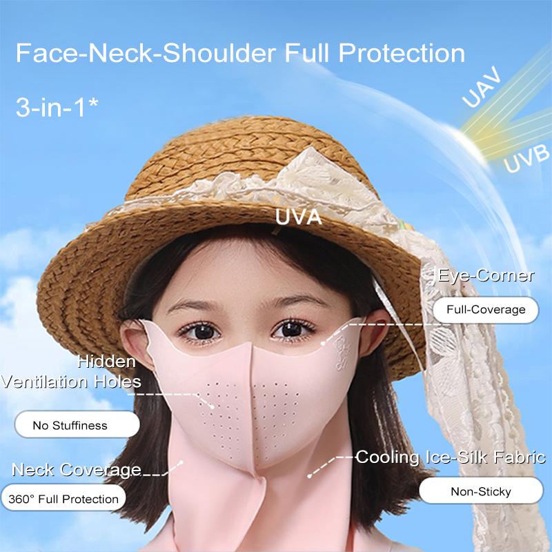 Children'S Adorable Cartoon Full-Face Sun Protection Mask, Breathable Uv-Blocking Summer Full-Coverage Sun Shield