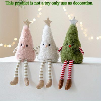 1 Stück Niedlicher Plüsch Weihnachtsbaum Puppenanhänger, Erhältlich in den Farben Rosa, Weiß, Grün, Geeignet für Heim-, Party-Puppenszenendekoration, Weihnachtsdekorationen