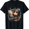 Hirsch Wald Landschaft Wildtiere Kunstwerk Natur Tierliebhaber T-Shirt