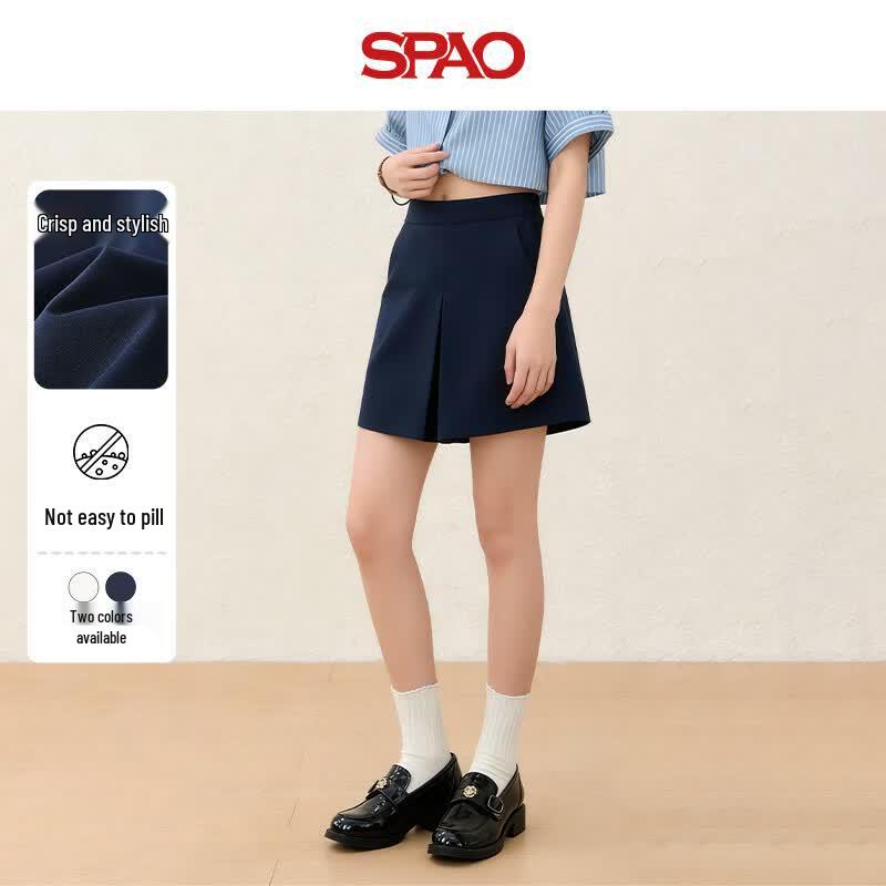Женские повседневные шорты А-силуэта из твила SPAO M темно-синий