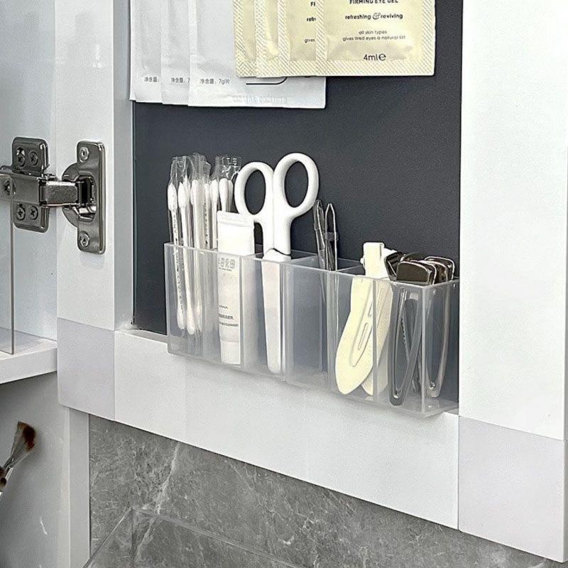 Mini Storage Box 3-Grid Plastic Makeup Brush Lipstick Storage Multi-Functional Desk Organizer for Home Kitchen Bathroom