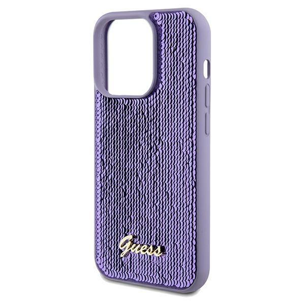 Guess Guhcp14Lpsfdgsu Iphone 14 Pro 6.1 Fioletowy/Purple Twarde Etui Metalowy Napis Z Cekinami