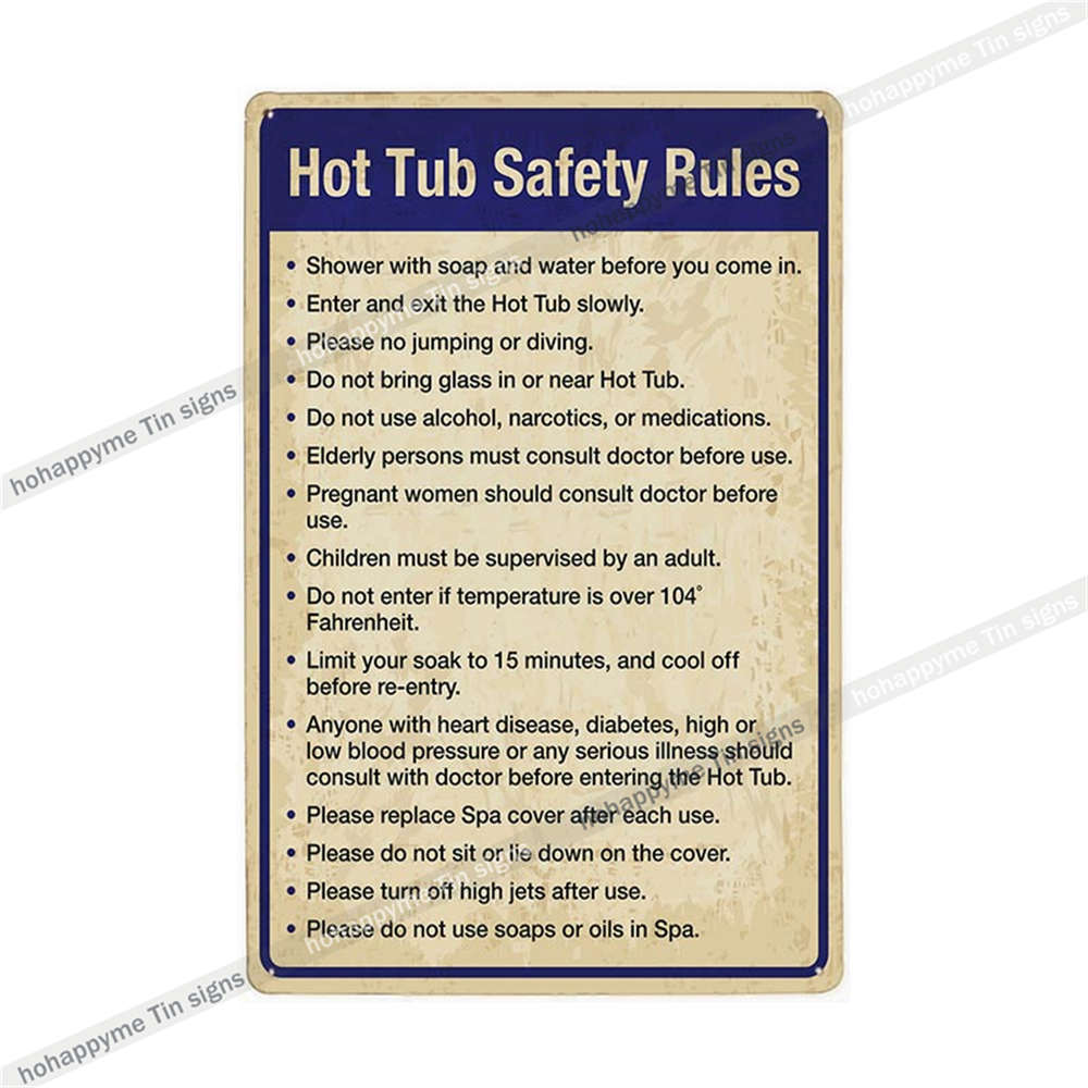 Funny Welcome To Our Hot Tub Metal Sign Vintage Poster Sandy Beach Bathroom Decor Painting Plate Bar Beer Wall Sticker 20x30cm