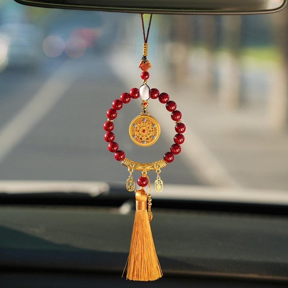 Vehicle Decoration Car Hanging Ornament Five-Fortune Round Rearview Mirror Pendant  Car Interior