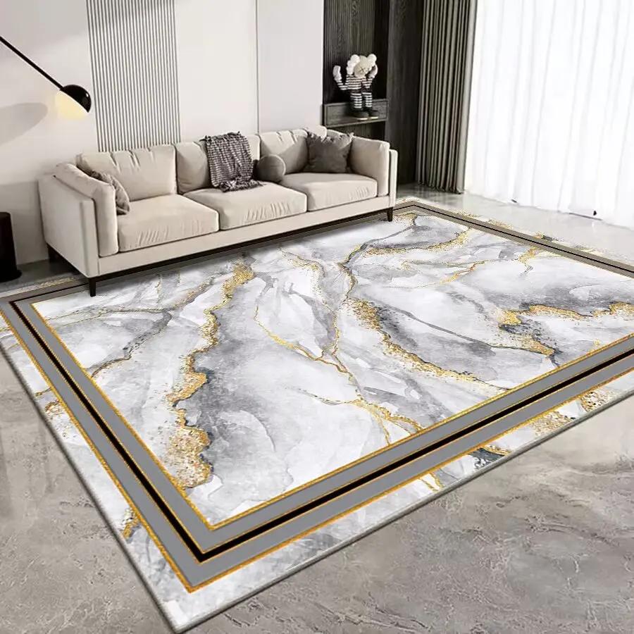 Modern Marble Mat Light Luxury Decoration Living Room Customized Fluffy Soft Carpet Washable Bedroom Home Floor Rug Anti Slip